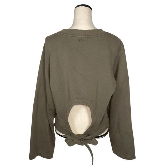 Varley Weymouth Olive Green Open Tie Back Sweatshirt Size: M - Picture 6 of 7
